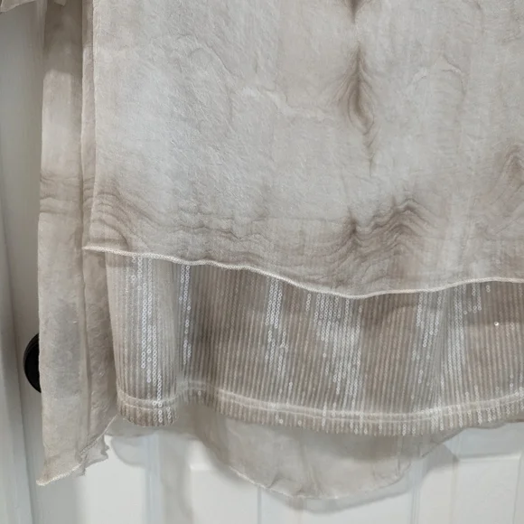 3/$10 Adore Neutral Sequined Flowy Blouse - Picture 3 of 6